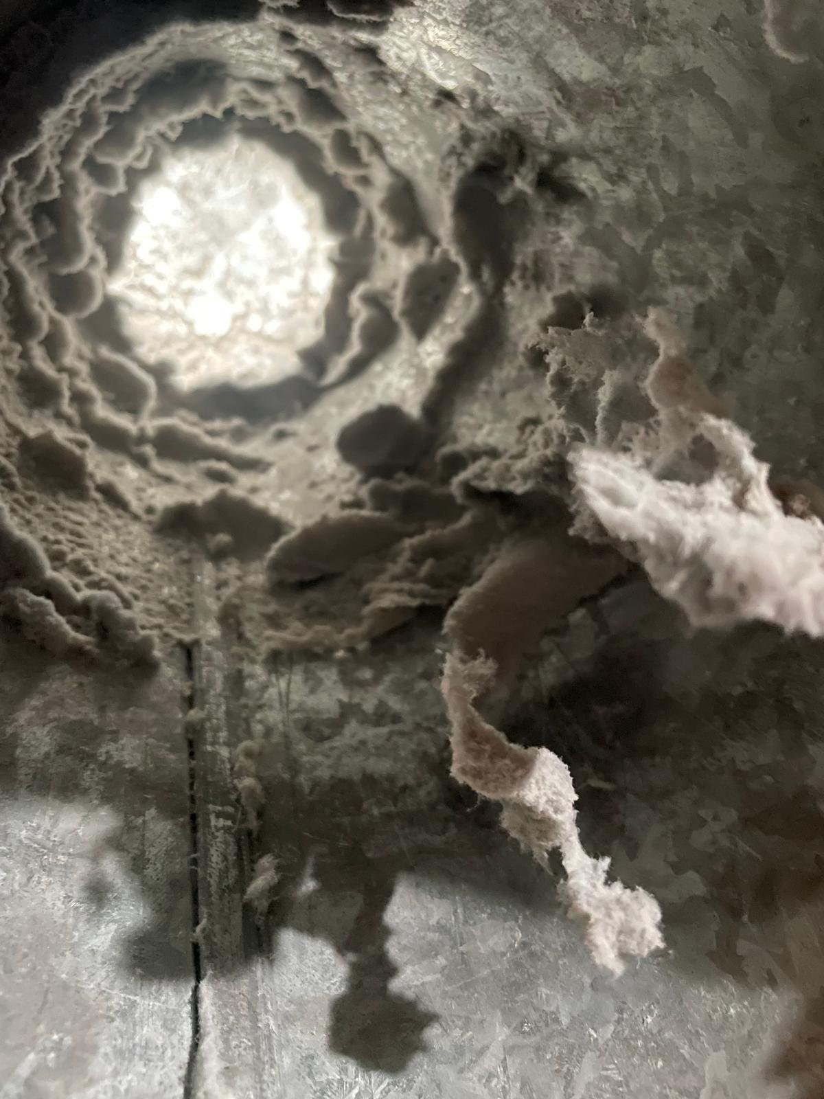 Dryer vent clogged with heavy lint buildup before cleaning in Sugar Land, TX 77498